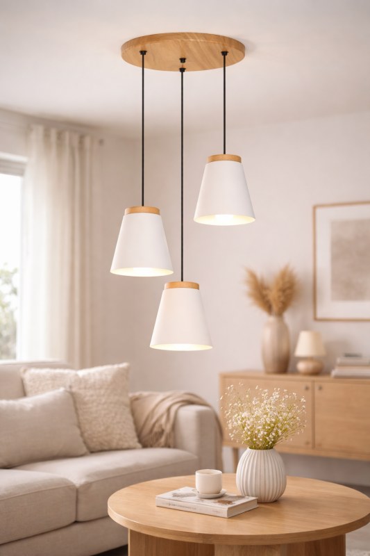 Aplique Techo 3 Luces Madera Paraíso y Metal E27 LED Moderno Negro o Blanco
