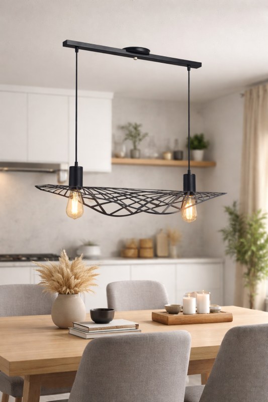 Colgante SEUL 2 Luces E27 Blanco o Negro Lámpara Moderna de Techo 76cm