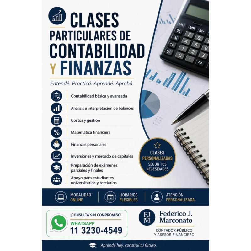 Clases de contabilidad y finanzas . A todo el Pais