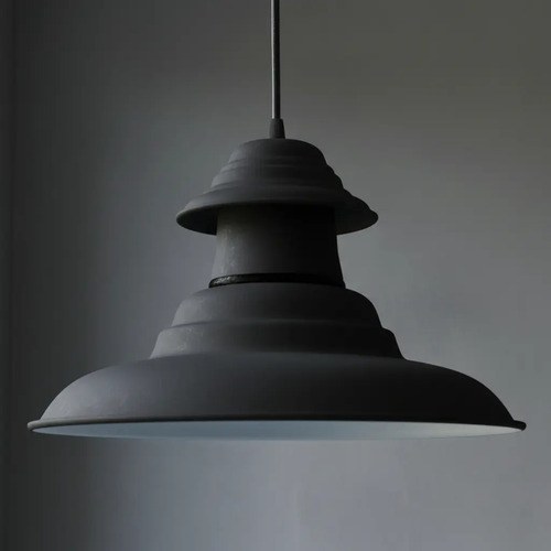 Lámpara Galponera Industrial Negra De Chapa Para Techo Negro - 3