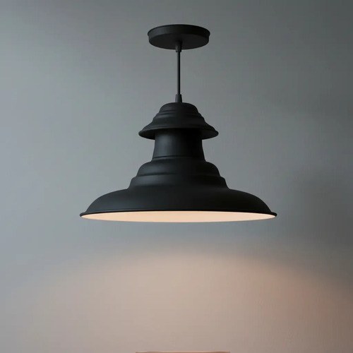 Lámpara Galponera Industrial Negra De Chapa Para Techo Negro - 6