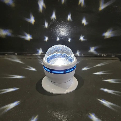 Velador Esfera Luminosa Cristal Usb Estrellas Blanco Cristal - 3