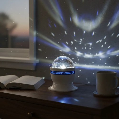 Velador Esfera Luminosa Cristal Usb Estrellas Blanco Cristal - 4