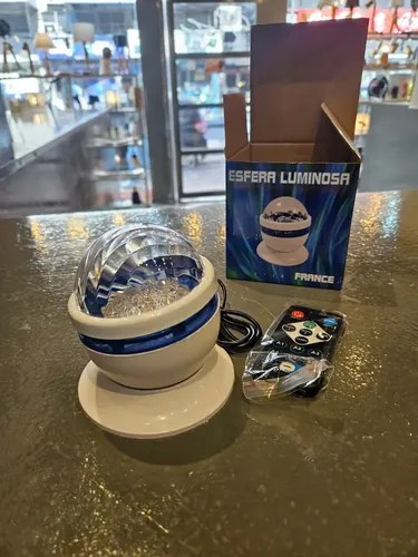 Velador Esfera Luminosa Cristal Usb Estrellas Blanco Cristal - 11