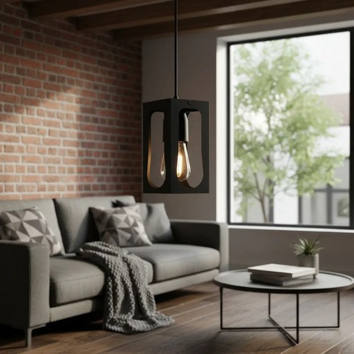 Lampara Colgante Ferrolux Fano 1 Luz Texturado E27 Color Negro