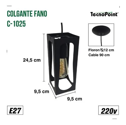 Lampara Colgante Ferrolux Fano 1 Luz Texturado E27 Color Negro - 8