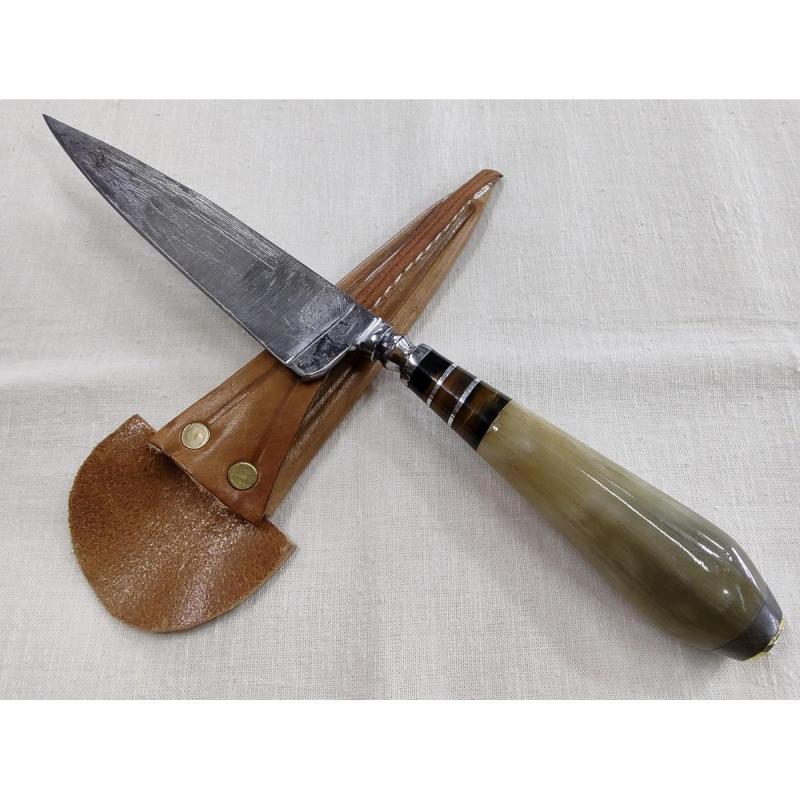 Cuchillo artesanal campero disco de arado asta de vaca 14 cm - 2