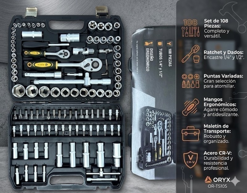 SET DE HERRAMIENTAS 108 PIEZAS ORYX - 3