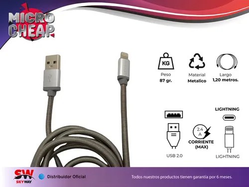 Cable Premium Lightning Carga Rapida Metalico 2.1 Skyway Metalico - 2