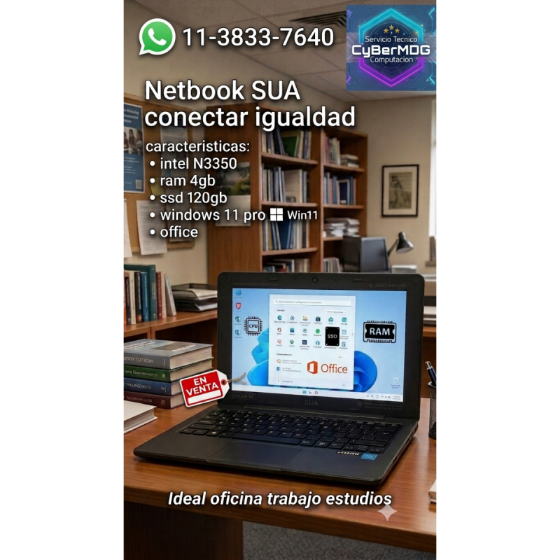 NETBOOK SUA conectar reacondicionada w11 y office recién instalados