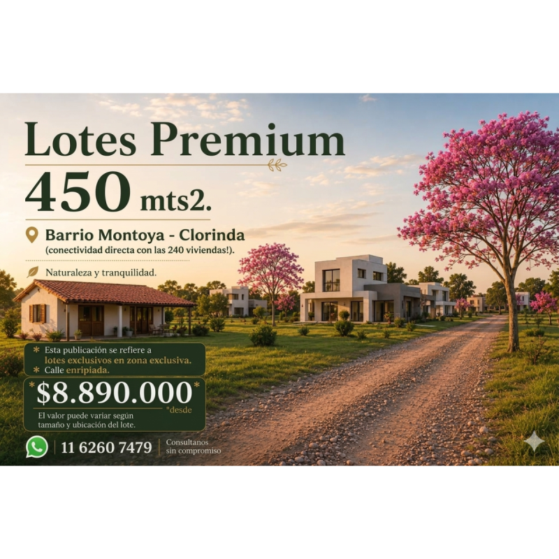 Venta de terreno lotes en clorinda barrio montoya 1162607479