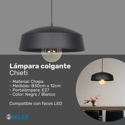 Lámpara Colgante Led Ferrolux Chieti Negro 30 Cm E27 Negro - 2