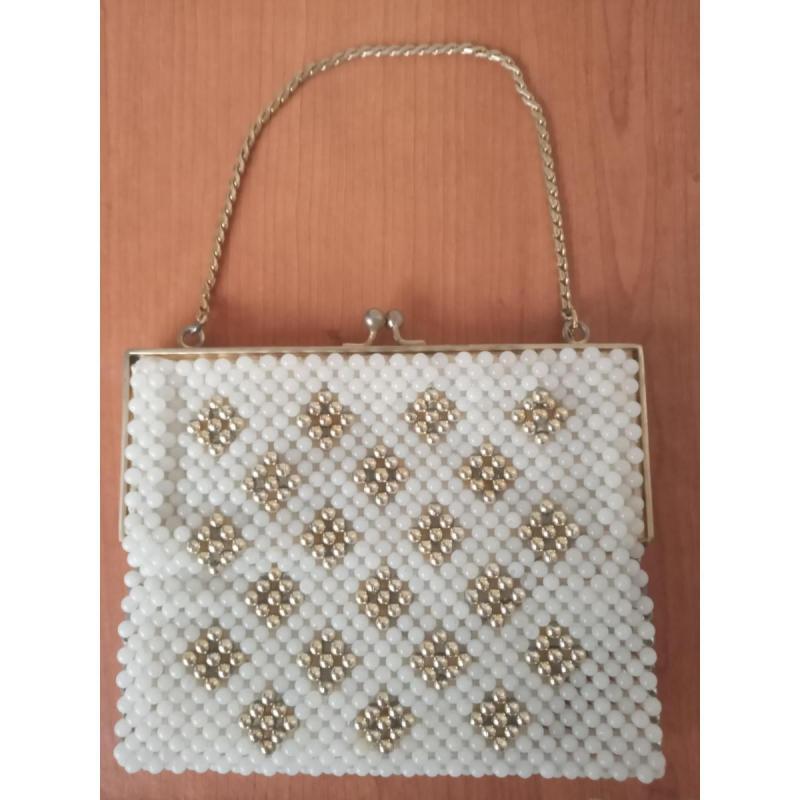 Carterita para fiesta blanca y dorada