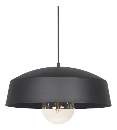 Lampara Colgante De Techo 30cm Metal 1 Luz Moderna Apto Led Estructura Negro
