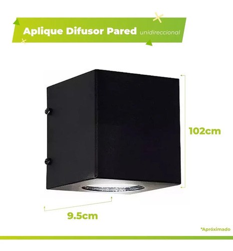 Aplique Pared Monaco Gu10 Unidireccional Ferrolux Negro Negro - 7