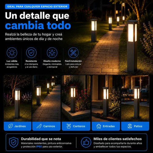 Farol Exterior Pared Ferrolux Negro 100cm Hierro Vidrio Satinado Led - 6