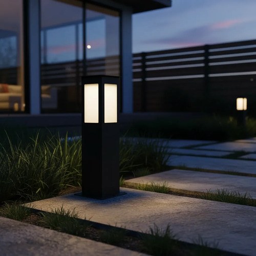 Farol De Hierro Negro 40cm Para Exterior Led Rosca E27 Pared - 3