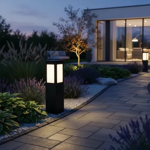 Farol De Hierro Negro 40cm Para Exterior Led Rosca E27 Pared - 4