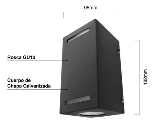 Aplique Pared Exterior Bidireccional Frente Vidrio Negro Negro - 3