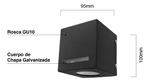 Aplique Pared Unidireccional Gu10 Chapa Ferrolux Ap-1700n/t Negro - 2
