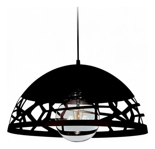Colgante Semi Esfera Calado Oviedo Negro Deco Moderno Sf Negro - 5