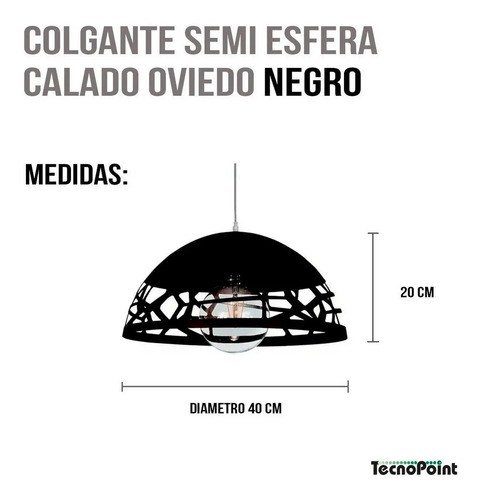 Colgante Semi Esfera Calado Oviedo Negro Deco Moderno Sf Negro - 6