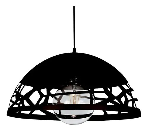 Colgante Semi Esfera Calado Oviedo Negro Deco Moderno Sf - 2
