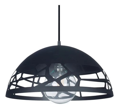 Colgante Semi Esfera Calado Oviedo Negro Deco Moderno Sf - 3