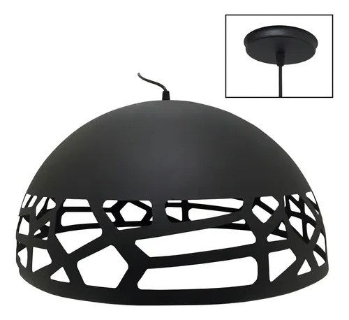 Colgante Semi Esfera Calado Oviedo Negro Deco Moderno Sf - 4