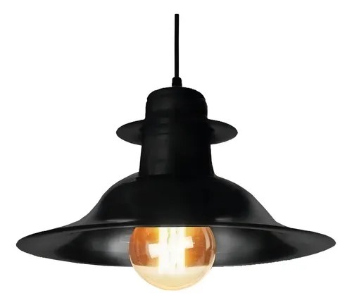 Lámpara Colgante Ferrolux Metal Negra Vintage E27 35cm Negro
