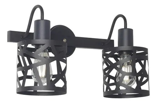 Aplique De Pared Ronda 2 Luces E-27 - Negro Texturado