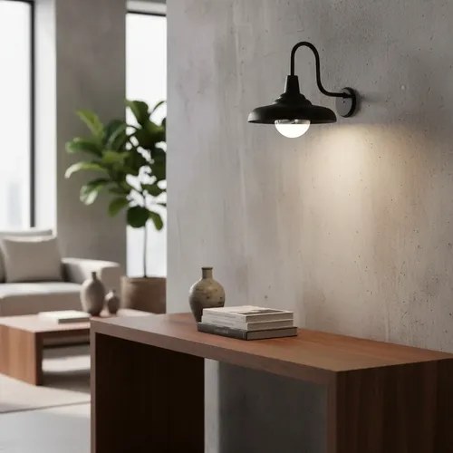 Aplique De Pared Carrara E-27 - Negro Texturado