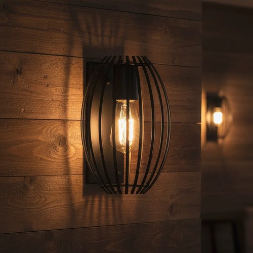 Aplique De Pared Barril E-27 - Negro Brilloso Negro