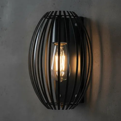 Aplique De Pared Barril E-27 - Negro Brilloso Negro - 4