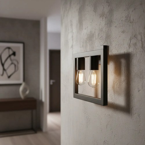 Aplique De Pared Cartagena E-27 - Negro Texturado