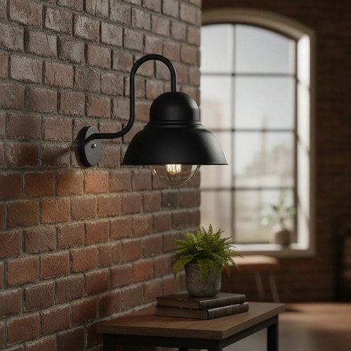 Aplique De Pared Galponero 1 Luz E-27 - Negro Texturado - 3