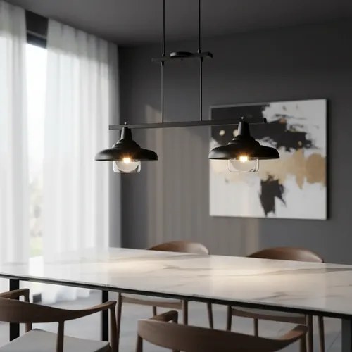Lámpara Colgante Carrara 2 Luces E-27 - Negro Texturado