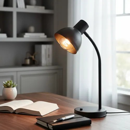 Lámpara De Escritorio Palau E-27 - Negro Texturado