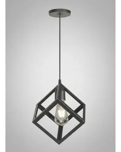 Lámpara Colgante Cubo E-27 - Negro Texturado - 3