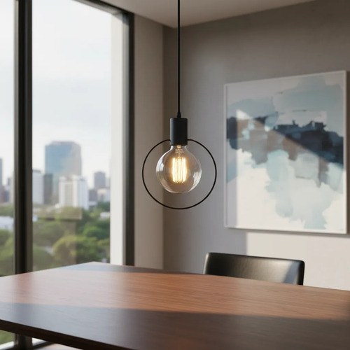 Lámpara Colgante Geo Circulo E-27 - Negro Texturado
