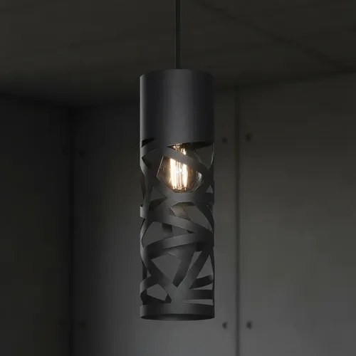 Lámpara Colgante Tubo E-27 - Negro Texturado - 4