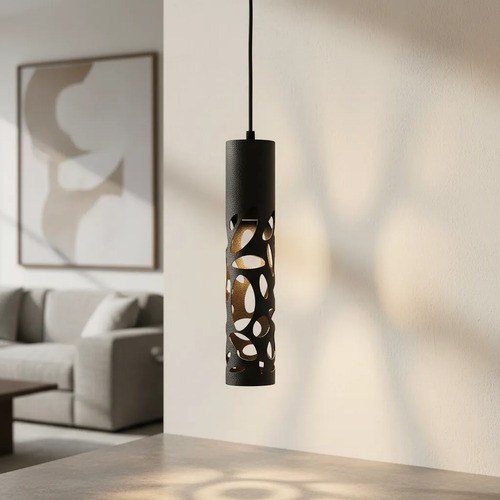 Lámpara Colgante Tubo Gz-10 - Negro Texturado