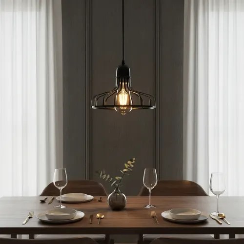 Lámpara Colgante Coruña 1 Luz E-27 - Negro Brilloso