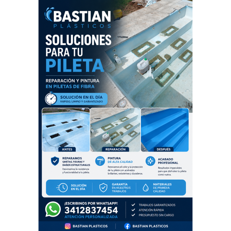 Reparación y trabajo de pintura en piletas de fibra vidrio