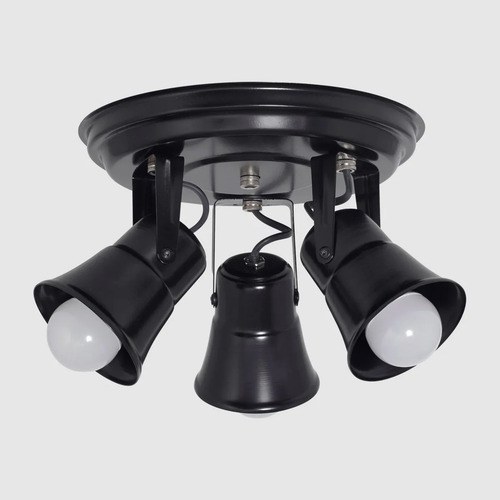 Spot 3 Luces E-27 - Negro Brilloso