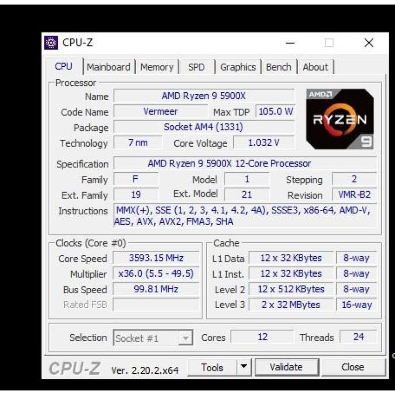 Procesador ryzen 9 5900x 12 nucleos y 24 hilos