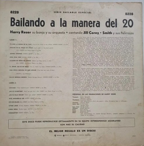Bailando A La Manera Del 20 Harry Reser Disco Vinilo Estándar - 2
