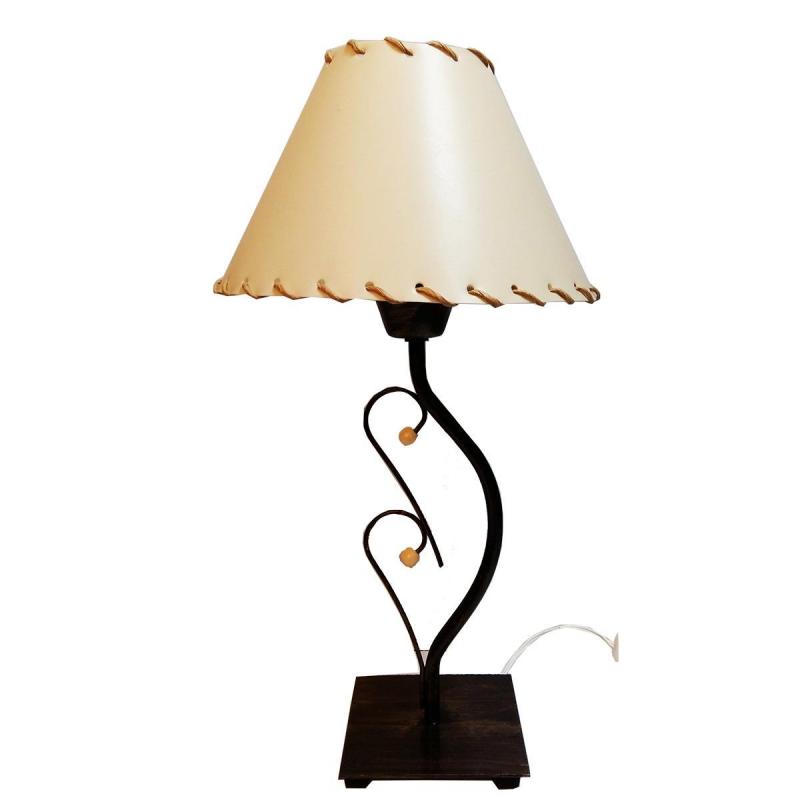 Lámpara Velador de Metal Patinado Pantalla