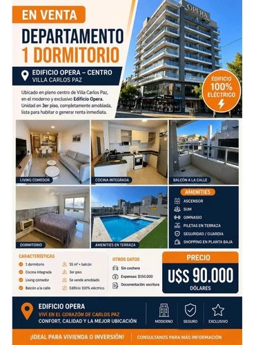 Departamento En Venta Edificio Opera Centro, Villa Carlos Pazubic