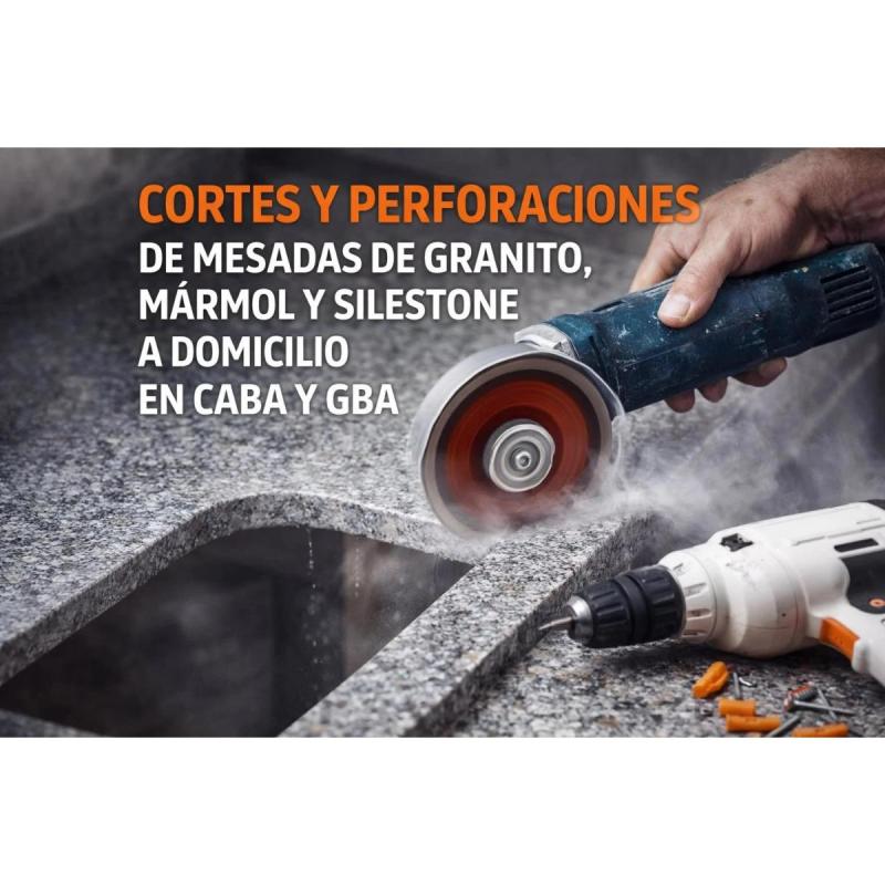 Cortes perforaciones traforos agujeros marmol granito silestone